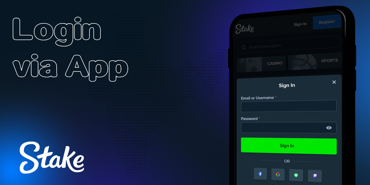 Sign in to your personal account using the Stake mobile app 