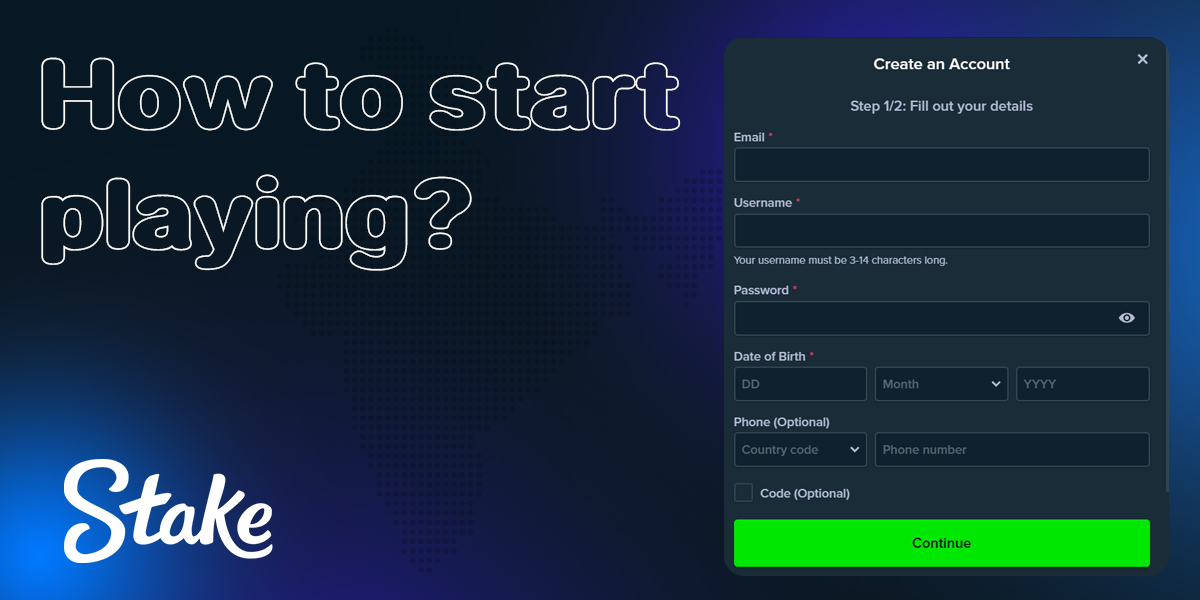 Instructions on how to start playing at Stake online casino step by step