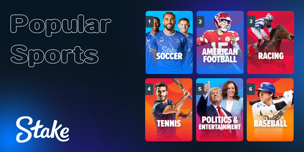 The most popular sports available for betting on Stake 